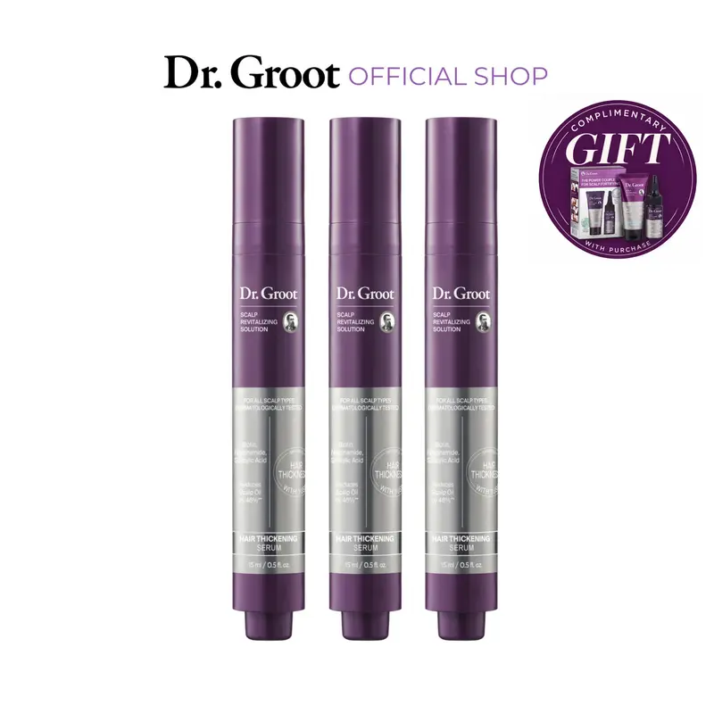 Dr. Groot Hair Thickening Roll On Serum Trio- Korean Nourishing Moisture Daily Haircare with Biotin & Rosemary Leaf Extract