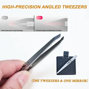 High-precision stainless steel manual slanted tweezers; slanted eyebrow tweezers; slanted hair removal tweezers; beard remover tool; eyebrow grooming clip; multifunctional beauty clip; manual slanted tweezers for facial hair