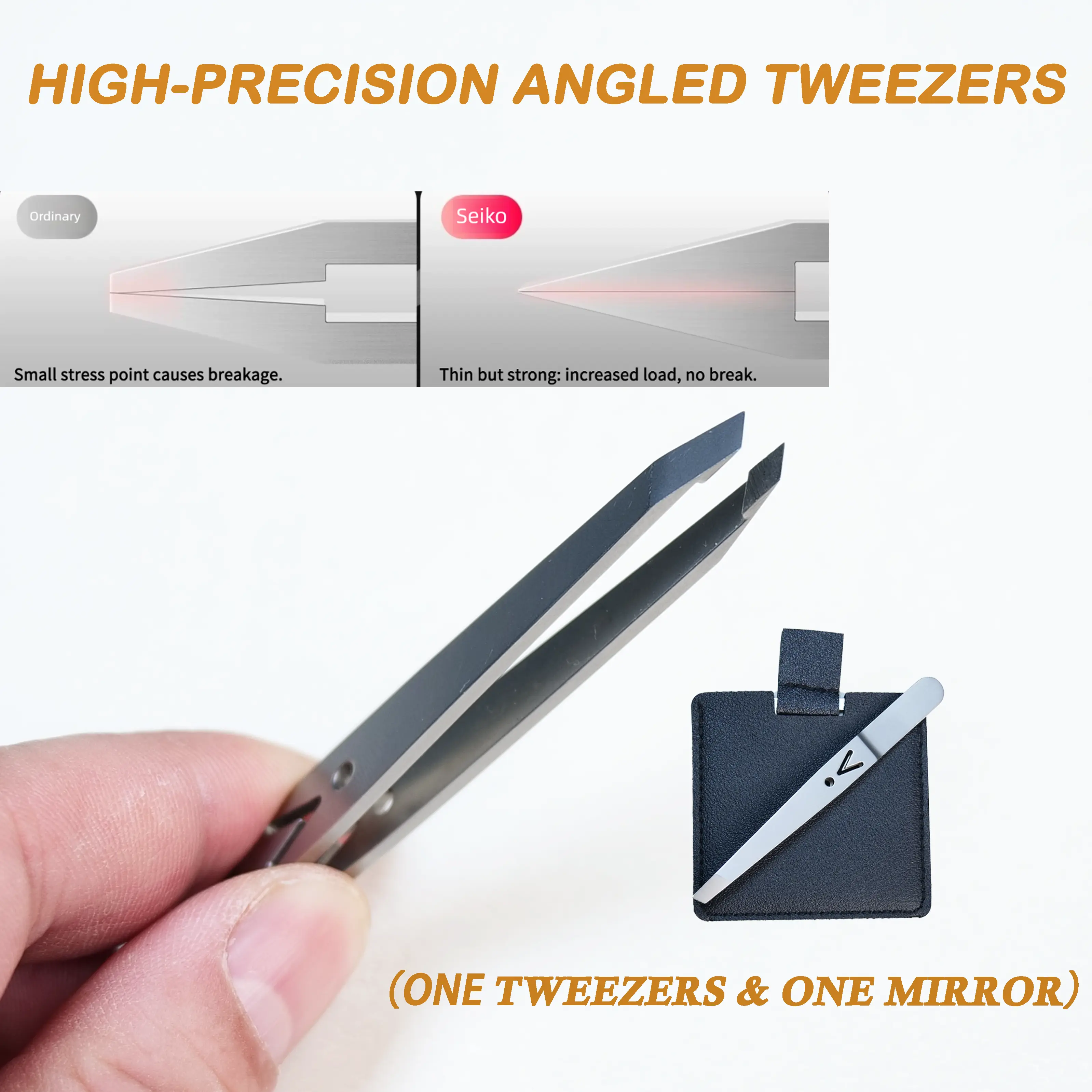 High-precision stainless steel manual slanted tweezers; slanted eyebrow tweezers; slanted hair removal tweezers; beard remover tool; eyebrow grooming clip; multifunctional beauty clip; manual slanted tweezers for facial hair