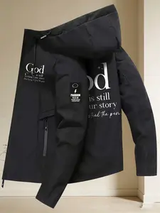 Women's Trendy Hooded Jacket (Light Blue) Available With "God is still writing your story Stop trying to steal the pen" Religious Healing Slogan Print Minimalist & Powerful Style Easy Pull Zipper Loose Fit Soft Fabric Casual Versatile Womenswear
