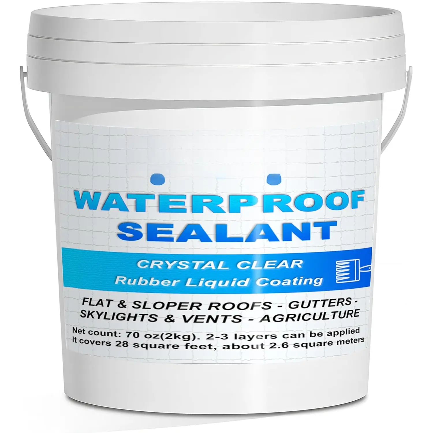 Sealant Clear 2L(70 oz),  Wall Bathroom Roof Water-Based  Coating, Invisible Repairing Leak Seal Liquid Rubber Sealant for Indoor & Outdoor