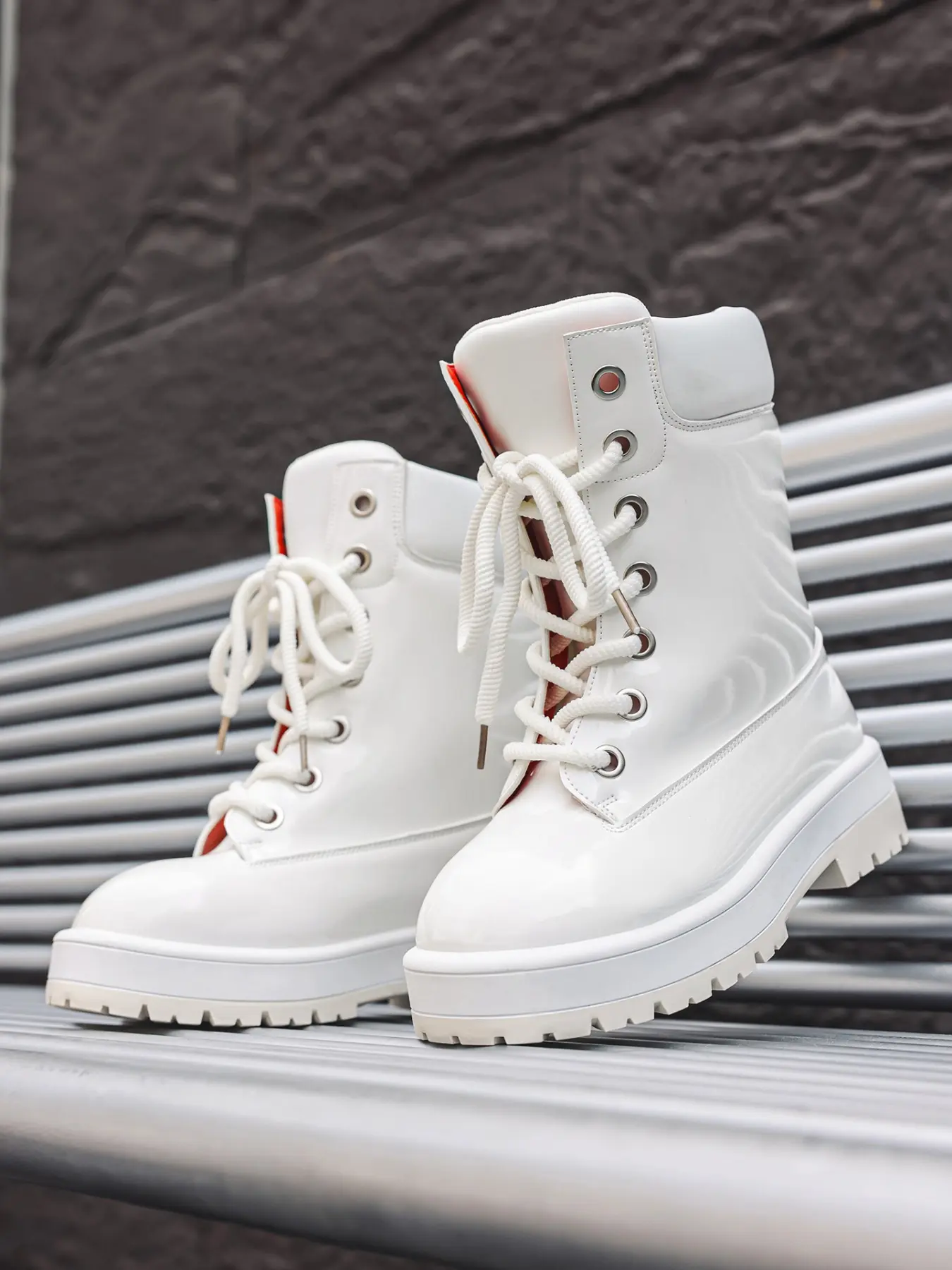 Men's Classic High-Top Boots Fall & Winter, PU Leather Waterproof Anti-Slip Punk Style Lace Up Boot, Mid-Calf Casual Outdoor Shoes Slip Resistant Boots