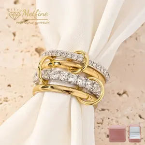 Four layer Stackable Rings for Women Non Tarnish, Cubic Zirconia Rings, Multi Ring Mixed Stack Rings Set