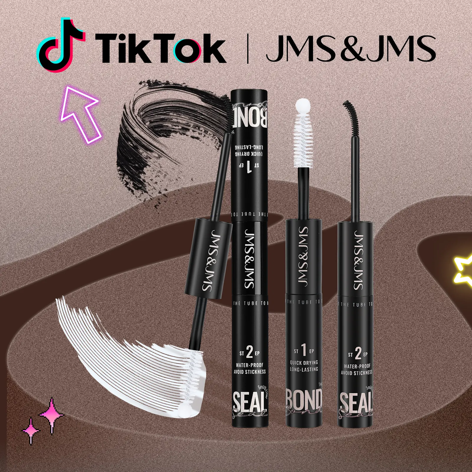 2 in 1 Lash Bond&Seal l JMS&JMS Stronghold Waterproof Eyelash Bond,Survive Showers Swims,Quick-drying,Easy to Apply&Remove,No Residue No Latex Formaldehyde-Free,Gentle,Lock Eyelash Beauty ALL DAY WEAR Cosmetic Makeup #dealsforyoudays