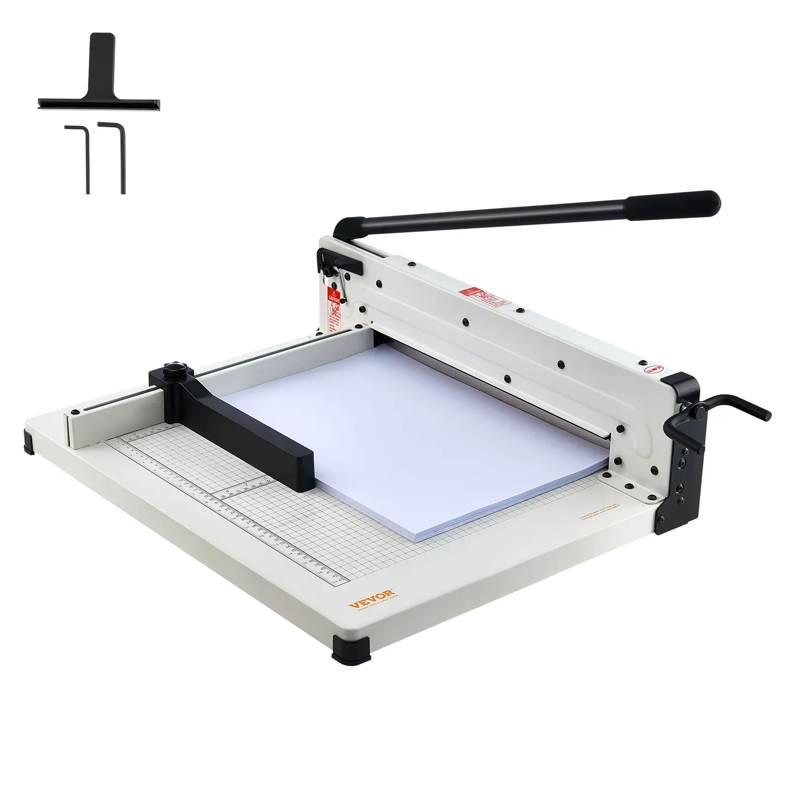 【summerfinds】VEVOR Heavy Duty Paper Cutter, 17" Industrial Commercial Guillotine Paper Cutter for A3 Paper, 400 Sheet Capacity, Solid Steel Construction, Stack Paper Trimmer for Office Home School Shop, White