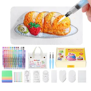 75 PCS Magic Foam Texture Painting Kit, Including 38 Foam Texture Sheets, with 24-Color Acrylic Paint Markers for 3D DIY Art, Crafts & Creative Projects supply set book coloring diamond