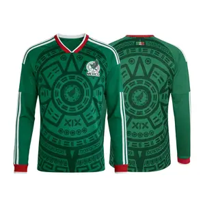 2026 Mexico Green Long Sleeve Soccer Jersey Fans Version