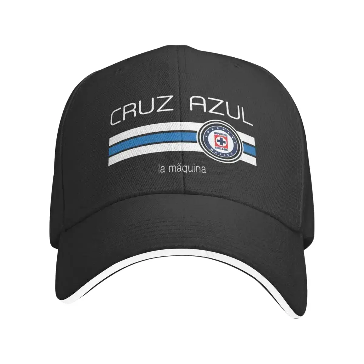 Unisex Black Snapback Sport Cap with Blue Stripes & Logo Emblem, Lightweight Polyester for Outdoor Wear, Christmas Gift Idea, Black Snapback Cap, Casual, Black With Blue Stripes
