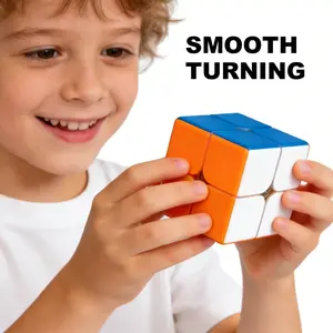 2x2 Stickerless Magnetic Speed Cube, 49mm Compact Puzzle Toy - Lightning Fast Smooth Twist, Durable Clip-In Tile Construction, Speedcube for Learning & Gifting, Ideal for Kids