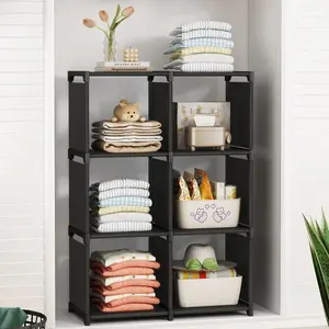 Closet Organizers and Storage 6 Cube Storage Organizer Portable Closet Shelves Cabinet  Lightweight Metal Rack Plastic Room