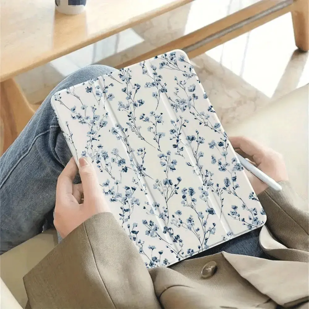 Blue Branch Yayun tablet case with adjustable stand and pen slot, foldable non-slip TPU protective case, suitable for iPad mini, iPad Air, iPad Pro/iPad 10th generation, 11th generation and other series iPad protective cases