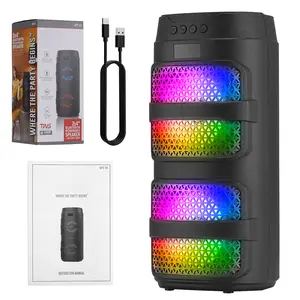 Dazone Party Bluetooth Speakers, Rechargeable Party Speaker with Dual 4“ Subwoofer, Bluetooth 5.0, TWS Paring, Stereo Sound, Deep Bass, Colorful lights/USB Play/AUX/TF Inputs
