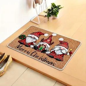 Christmas Gnome Welcome Doormat |   Low-pile Indoor and Outdoor Entrance Mat with Non-Slip Rubber Backing, Suitable for Bathroom, Kitchen, RV
