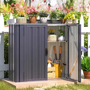 Waterproof Metal Outdoor Storage Cabinet – Large Garden Cabinet with Adjustable Shelves, Perfect for Tools & Plants (Gray)