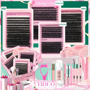 Mixed Length Individual False Eyelashes Kit, DIY Eyelash Extensions, Natural-Looking Eyelash Extensions with Accessories, Self-Grafting Curling Lashes for Women, Makeup Products