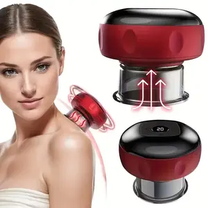 USB Rechargeable 12-Level Smart Cupping and Gua Sha Massager Home Use Wireless Powerful Suction Breathing-Style Heating Cupping Massager Smart Cupping Machine Timer Design with One-Touch Pressure Release Christmas Gift USB Rechargeable Massagers