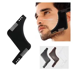 3Counts Beard Shaping Tool with Inbuilt Comb, Beard Stencil Beard Template for Men, Beard Lineup Tool for Line Up & Edging, Adjustable Barber Kit