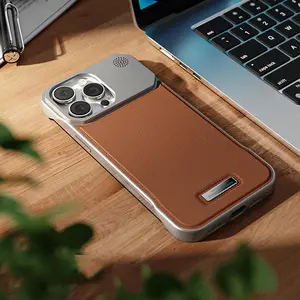 Metal Leather Scented Protective Phone Case Cover Protector with Magnetic Ring, Frameless Design, Heat Dissipation, Shockproof, Fits iPhone 17 Pro Max, 17, 16 Pro Max, Accessories