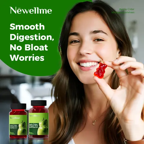 Newellme Organic Cider Vinegar Gummies - All Natural, Edible Vitamin, Dietary Supplement for Adults, 30 Pieces, Gelatin-Free Vegan Non-GMO, FDA Registered, Vitamin B12, Gut Digestion & Metabolic Support