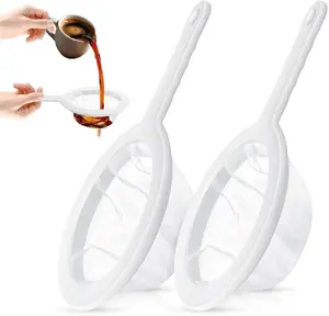 Ultra-Fine Nylon Mesh Strainer Set - 2 Precision Filters for Coffee, Milk, Yogurt, Juice - Non-Slip Handle & Hanging Hole - BPA-Free, Durable, Easy Clean-Up