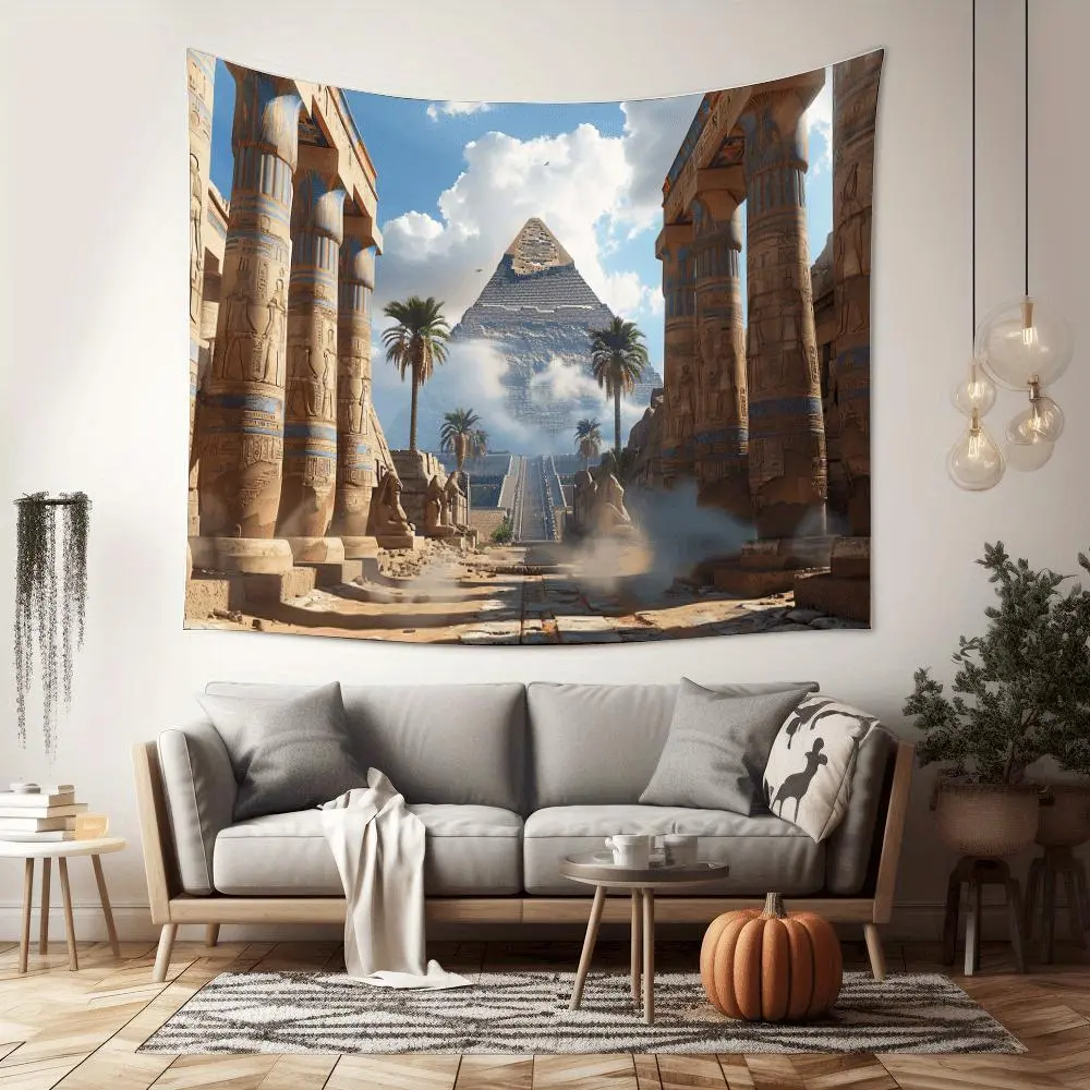 Egyptian Pyramid Landscape Wall Tapestry, Regal And Majestic Wall Hanging Decor, Elegant Landscape Home Decor