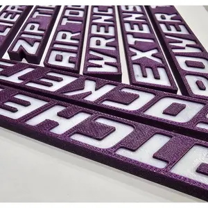 Custom Inverse Text Magnetic Toolbox Labels | Personalized Metal Cabinet Tags | 10-Pack Magnetic Tool Drawer Label Set By S3c