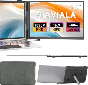 Siaviala Laptop Screen Extender, 2025 Upgraded Ultra-Thin Ultra-Slim 14” FHD 1080P Portable Monitor, Lightweight Dual Laptop Monitor Extender for 13-17.3” Laptops, Plug n Play for Windows/Mac/Android