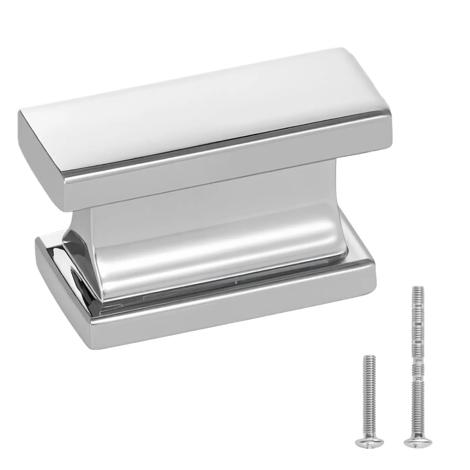 【DealsForYouDays】VEVOR 10-Pack Metal Cabinet Knobs, 1.42 Inch Zinc Alloy Rectangular Door Handles, Solid Kitchen Dresser/Cupboard Hardware with Screws for Bathroom Closets Drawers, Chrome Color