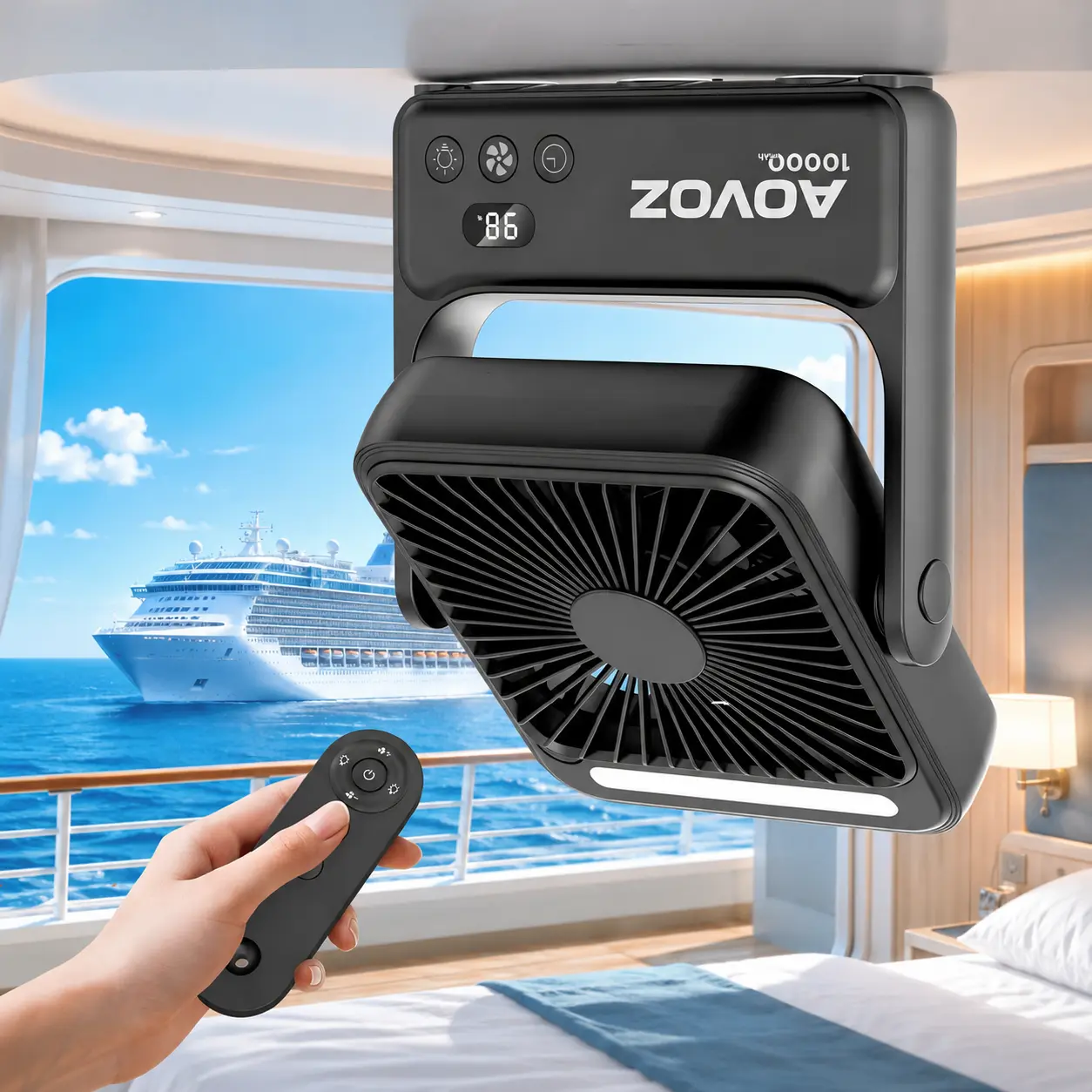 AOVOZ  Magnetic Cruise Approved Fan with NightLight, 10000mAh Ultra-Slim Travel Fan, Hook Design,Portable Fan for Cruise Ship Cabin, Bedroom Sleeping,Camping, Travel & Cruise Essentials 2026