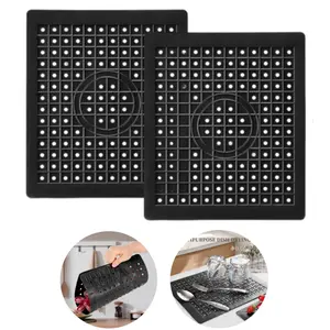 2PCS Kitchen Sink Mat Set, Rectangular Placemat, Durable Rubber Material, Anti-Slip Design, Quick Drainage Mesh, 12.2x10.2 inches, Kitchen Accessories