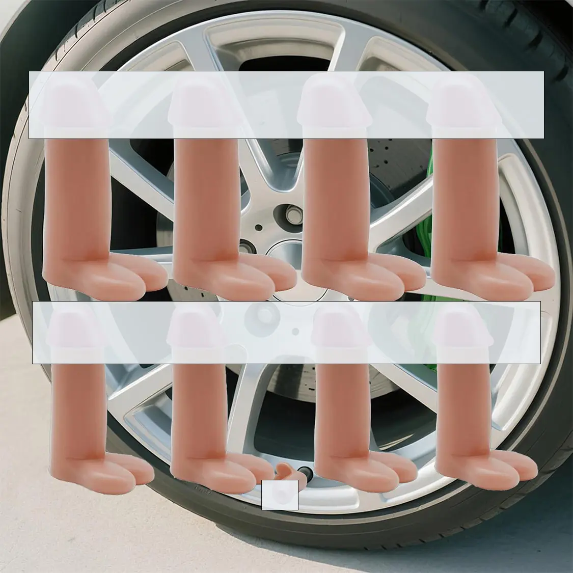 8PCS 1.8in Funny Rubber Penis Tyre Valve Stem Caps - Glow-in-the-Dark, Fluorescent, Dustproof, Waterproof Automotive & Motorcycle Tyre Accessories, Universal Prank Gifts for Friends, Husband, Tyre Caps