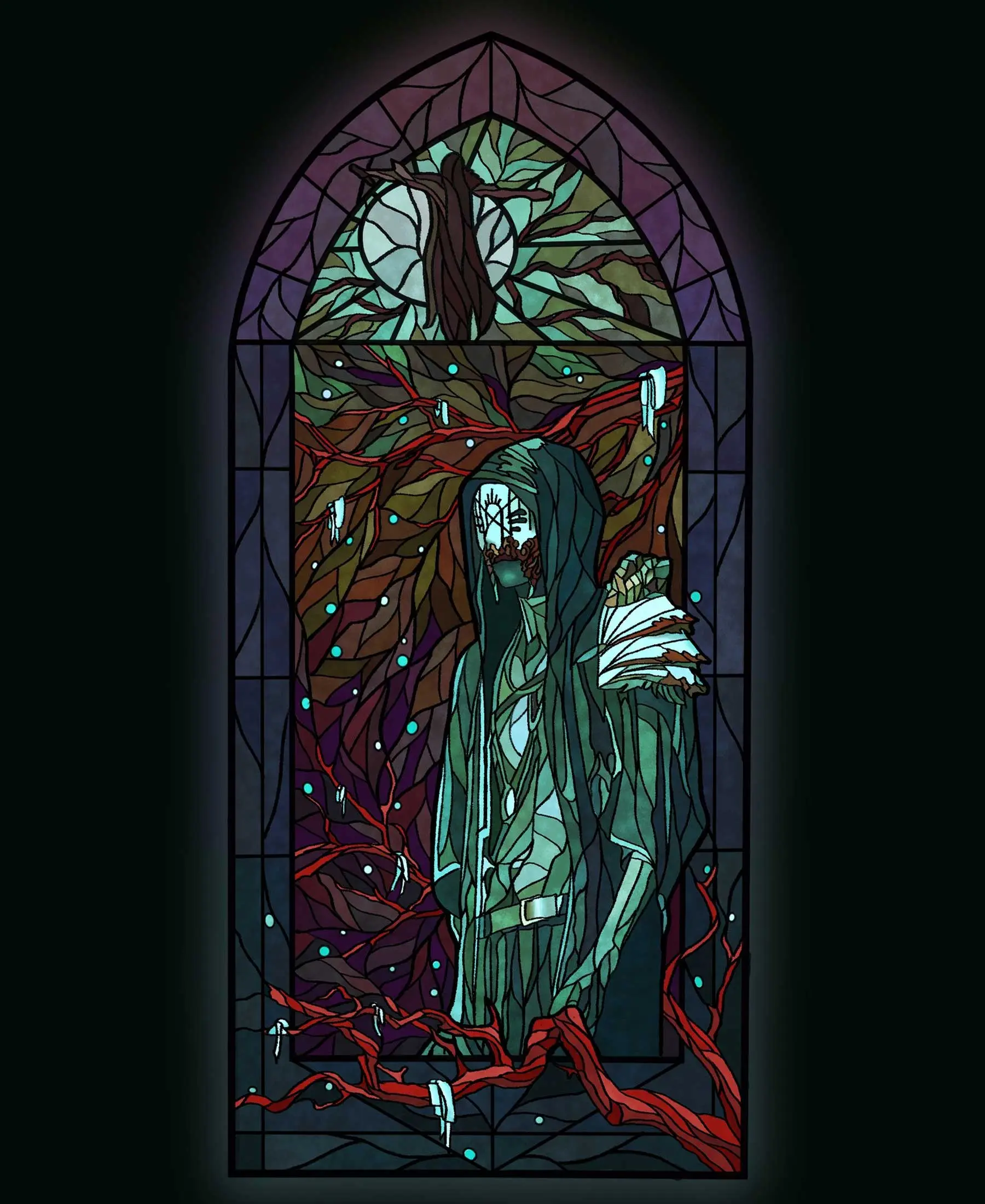 Sleep Token Vessel Gothic Style Dark Stained Glass Suncatcher
