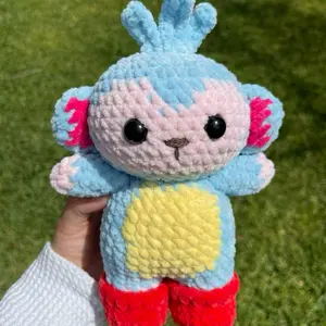 Handmade Crochet Blue Monkey w/ Boots