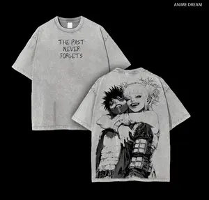 Dabi x Toga My Hero Academia  Anime Double Printed Vintage Washed Tee Unisex Oversize Anime Manga Washed Heavyweight Cotton T-shirt