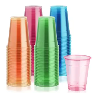 12oz/16oz Bulk Case Blacklight Plastic Cups | Neon Cups for Cold Drinks, Juices | Restaurant Supply