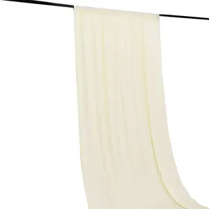 Ivory 4-Way Stretch Spandex Backdrop Drape Curtain, Wrinkle Free Event Divider Panel with Rod Pockets - 5ftx16ft