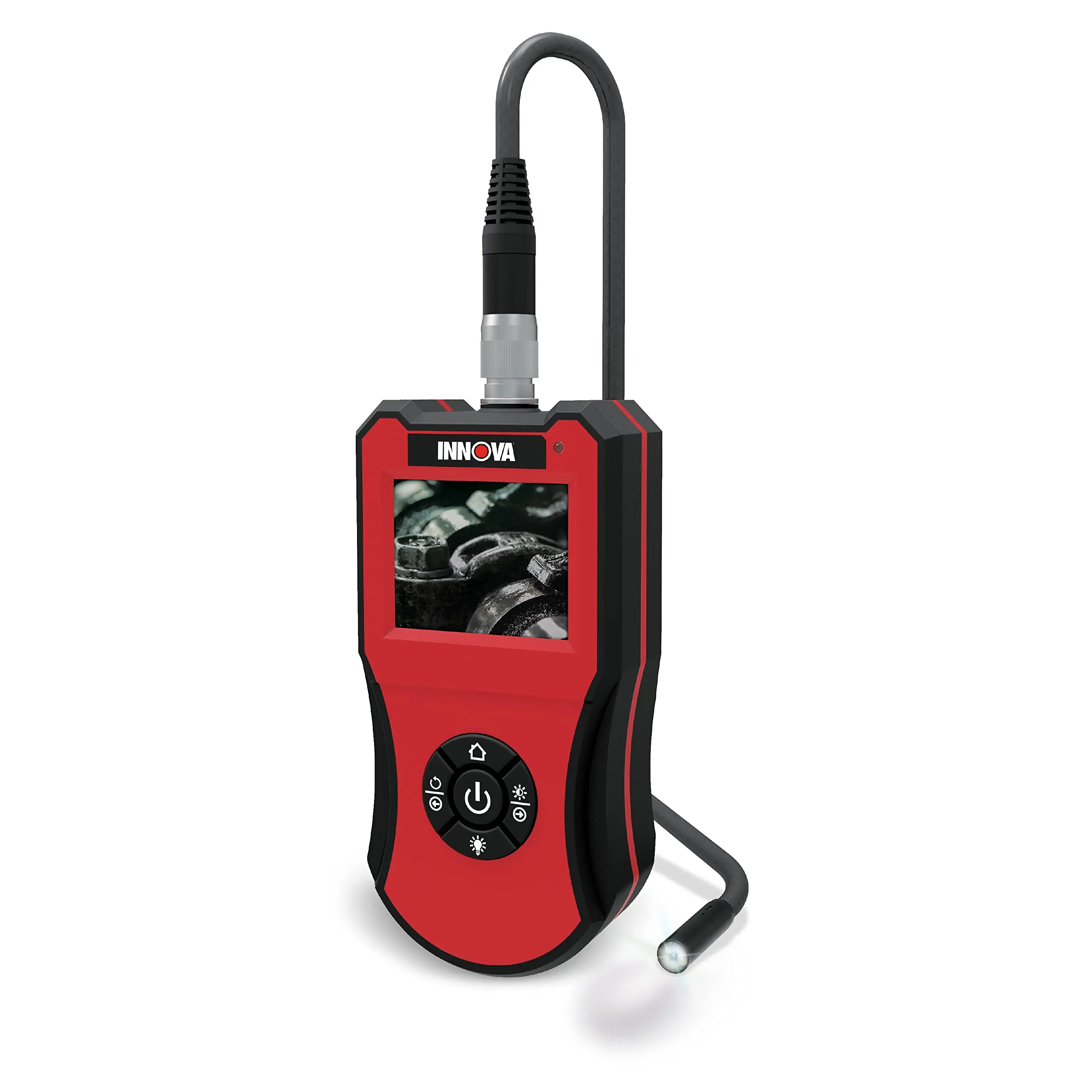 Innova 3380 Borescope Inspection Camera - Handheld Automotive Diagnostic Tool for Mechanics, 2.7 in High-Resolution LCD Display, 6 LED Lights, IP67 Waterproof, 3.3 ft Cable, 90-Degree Mirror for Vehicle Repairs