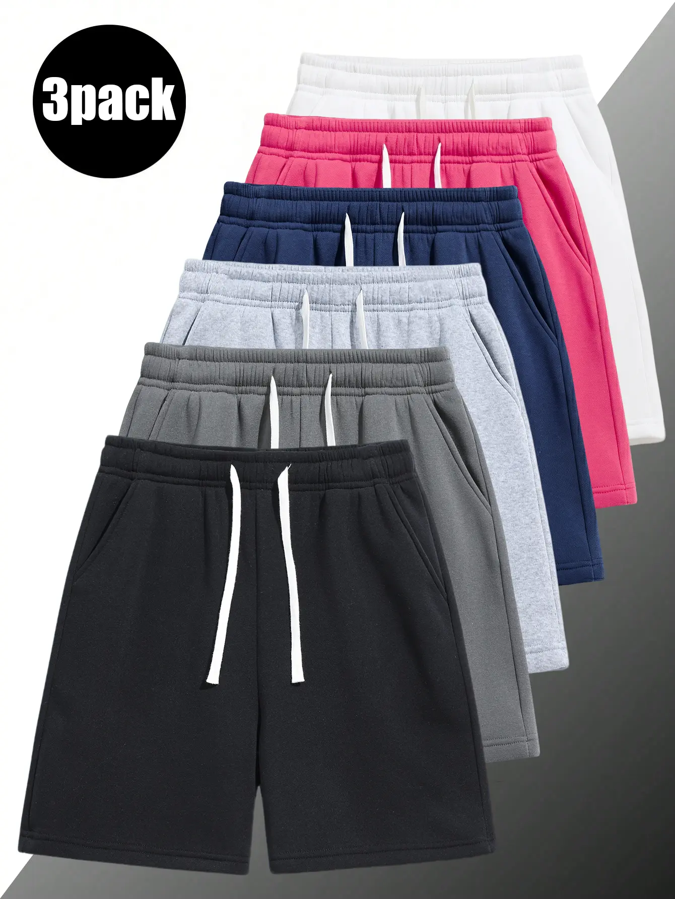 3-Pack ，men’s shorts: drawstring 5‑inch shorts, running athletic shorts—breathable and comfortable. Suitable for summer daily commuting/work, outdoor running, holiday leisure. Simple solid colors that are easy to match; suitable for both men and women.