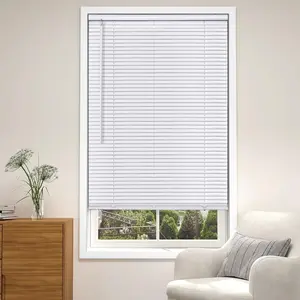 Cordless White 1" Room Darkening Vinyl Mini Blinds, 22" W X 48" H Horizontal Window Blinds for Home, Cordless Shades for Indoor Windows