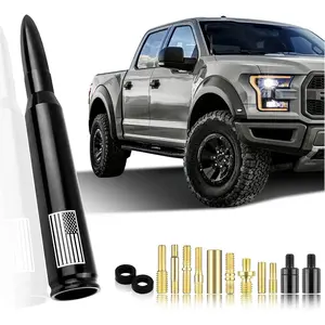 New Upgrade Car Bullet Antenna,Truck Exterior Decoration Accessories Car Vehicle Replacement Antenna Conpatible with Ford F150 RAM 1500 GMC Heavy Duty Pickup Trucks Accessories (New Upgrade Black-U.S. Flag)…