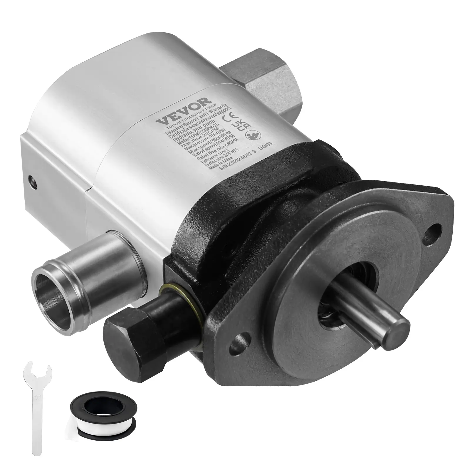 Spring new arrivals Hydraulic Log Splitter Pump, 22GPM, 2 Stage 4000PSI Wood Log Splitter Pump, 1-1/4'' Inlet 3/4'' NPT Outlet 3600 RPM Aluminum Hydraulic Gear Pump, for Small Engine Mounting Log Splitters Snowplow