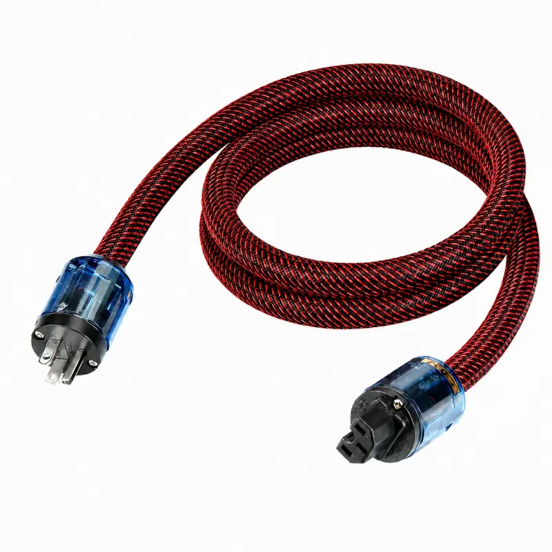 HiFi Audio Power Cord for Musical Instruments, 10AWG OFC Conductor, 17mm Outer Diameter, 1.5m/4.9ft Length, Copper Shielding,Plug & IEC C15 Connector, High-End AC Power Cable sohochic