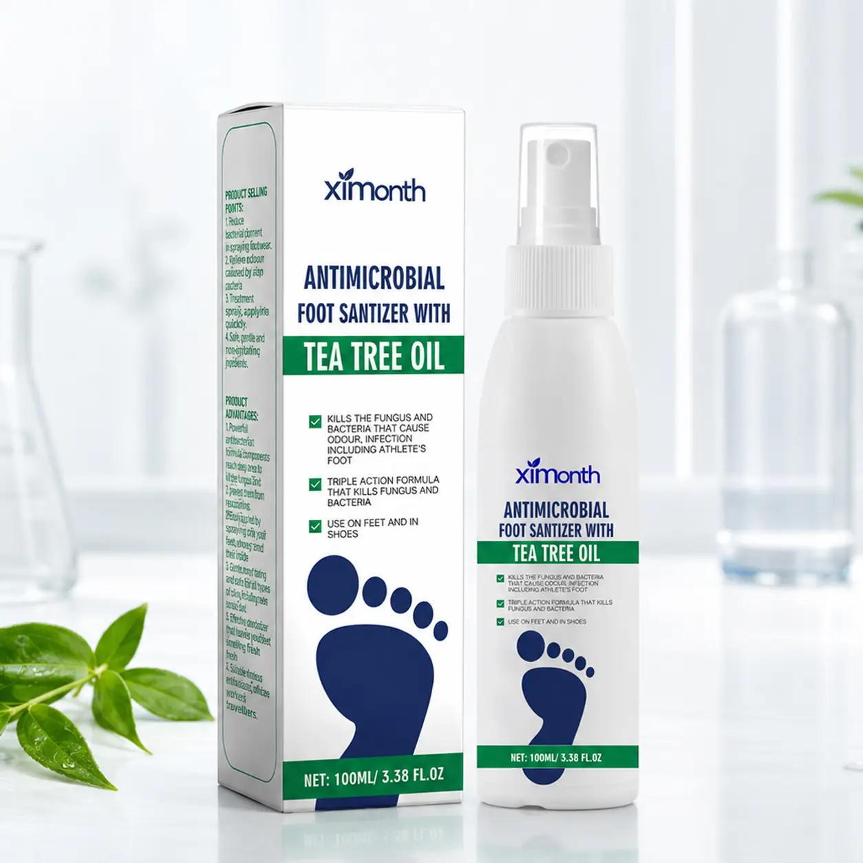 Foot Sanitizer Spray with Tea Tree Oil, Tea Tree Oil Feet Spray, Clear Foot Sanitizer Spray