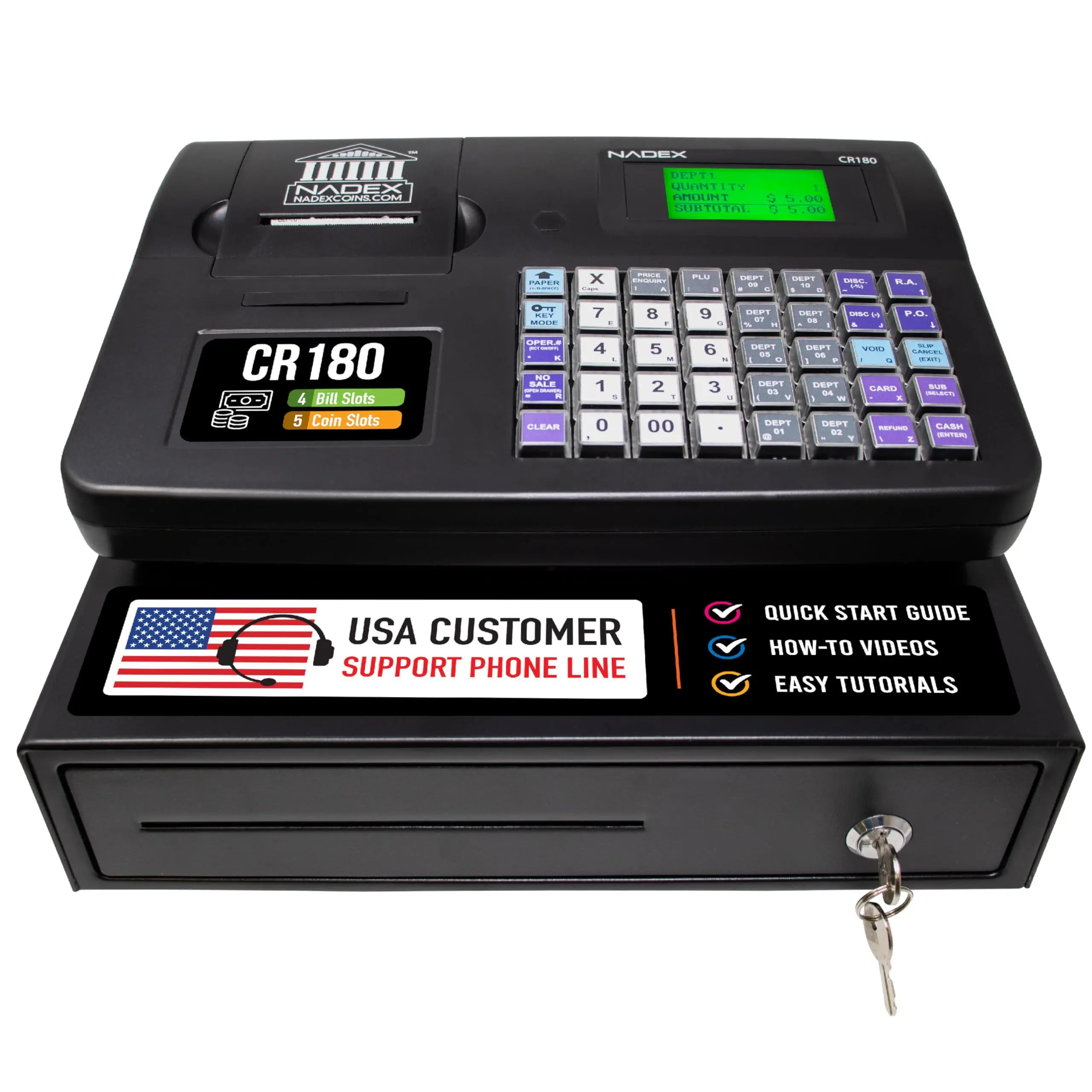 Nadex CR180 Cash Register – Compact, Steel Drawer, Easy Setup
