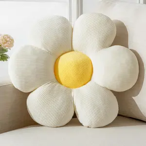 Cute Daisy Flower Decorative Throw Pillow Cushion 15.75" White for Bed Sofa Couch Home Decor