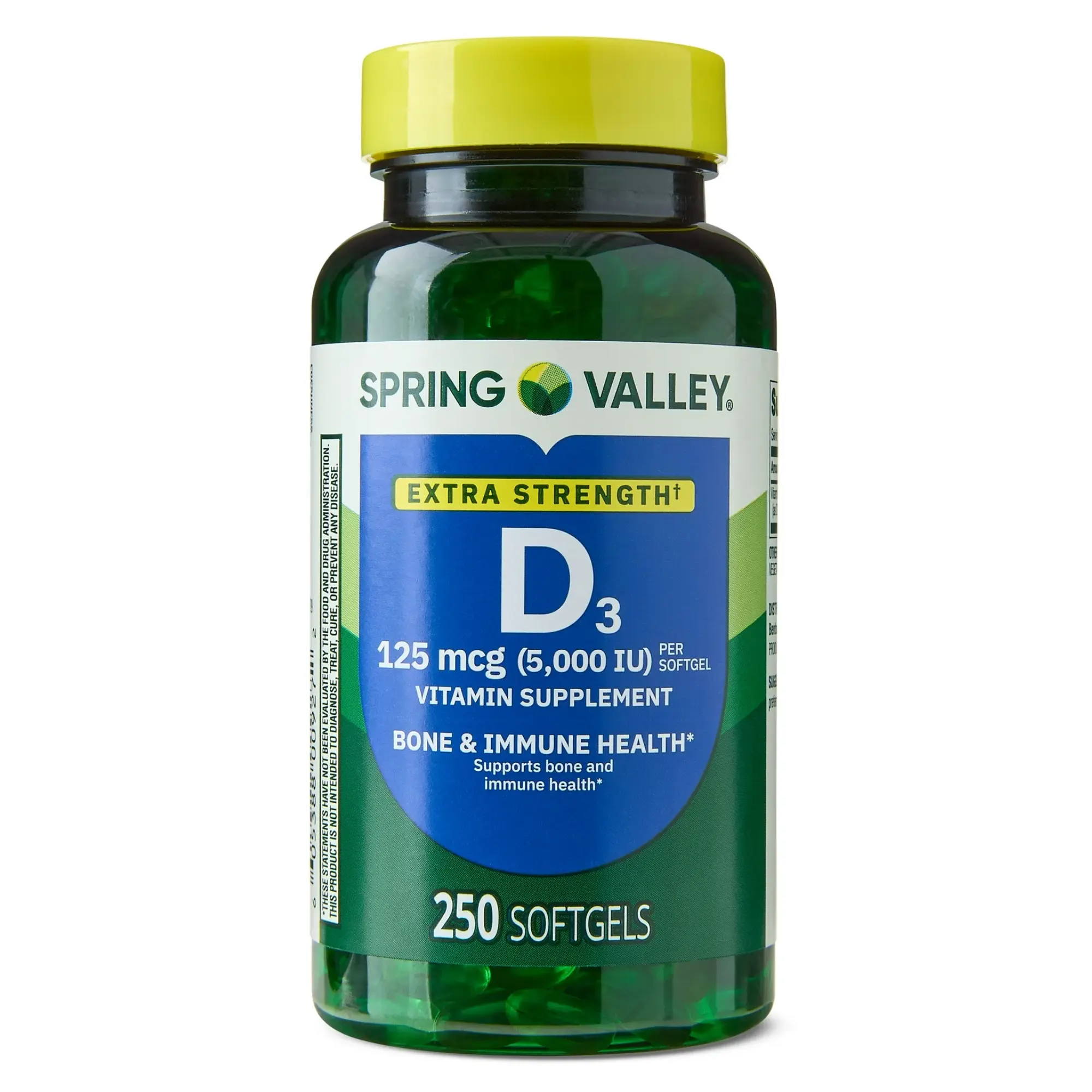 Spring Valley Vitamin D3 | 125 mcg (5000 IU) | 250 Softgels
