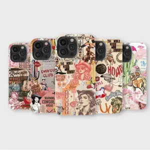 Western Cowgirl Collage Phone Case Y2K Rodeo Retro Cowboy Phone Cover for iPhone
