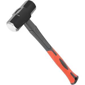3lb Sledge Hammer - Heavy Duty Drilling Hammer with Forged Steel Head & Fiberglass Handle, Perfect for Demolition, Construction, and Blacksmithing