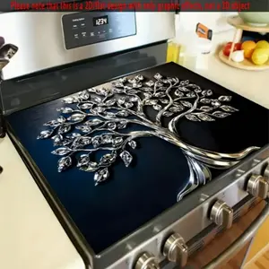 2DFlatSoft Gas Stove Top Protection Mat with Tree of Life Design, Scratch Resistant and Easy to Clean, Versatile Kitchen Cover for Ovens and Washers Stove Mats, Home Decor