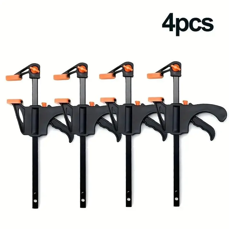 4pcs Heavy-Duty Woodworking Quick Clamps, Single-Handed Operation, 4-Inch Mini Ratchet Clamps, Ergonomic Design, Ideal for Crafts & Wood Gluing, Secure Clamp, Upgraded Clamp